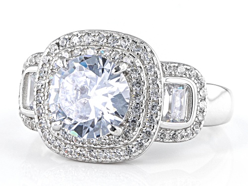 Bella Luce® 4.12ctw White Diamond Simulant Rhodium Over Sterling Silver Ring(2.49ctw DEW) - Size 8