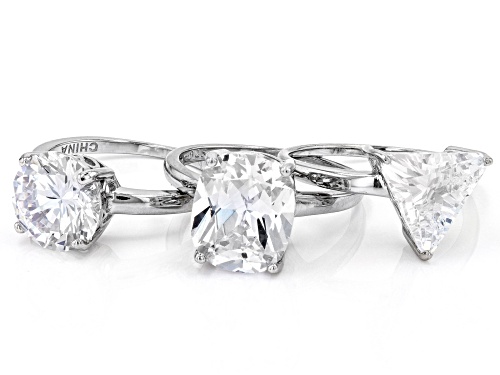 Bella Luce® 17.38ctw White Diamond Simulant Platinum Over Sterling Silver 3 Ring Set(10.53ctw DEW) - Size 9