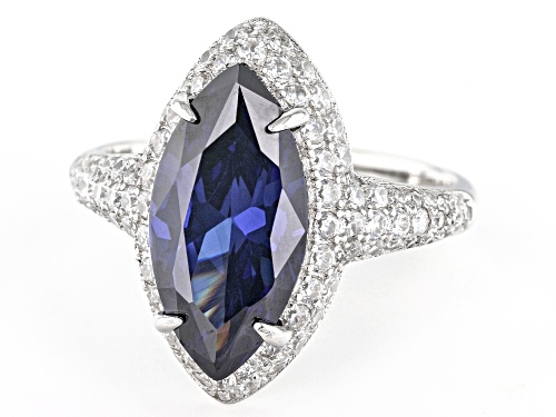 Bella Luce® Esotica™ 7.50ctw Tanzanite And White Diamond Simulants Platinum Over Silver Ring - Size 8
