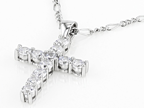 Bella Luce® 1.98ctw White Diamond Simulant Rhodium Over Sterling Silver Cross Pendant With Chain