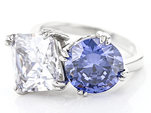 Bella Luce® Esotica™ 13.14ctw Tanzanite And White Diamond Simulants Rhodium Over Silver Ring - Size 7