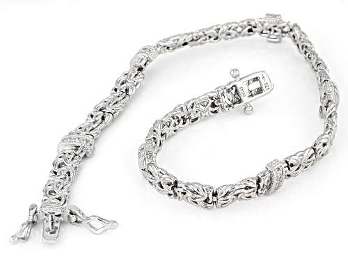 Bella Luce® 0.46ctw White Diamond Simulant Rhodium Over Sterling Silver Byzantine Bracelet - Size 8