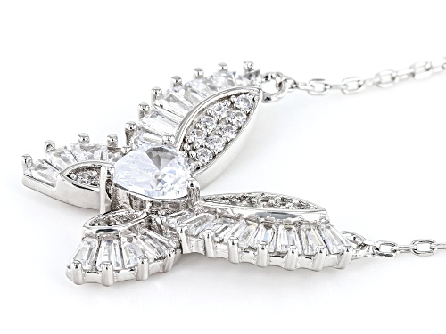 Bella Luce® 2.03ctw White Diamond Simulant Rhodium Over Silver Butterfly Necklace(1.23ctw DEW) - Size 18