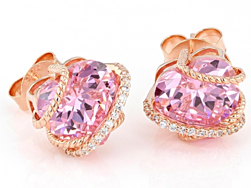 Bella Luce® 9.90ctw Pink And White Diamond Simulants Eterno™ Rose Heart Earrings(6.00ctw DEW)