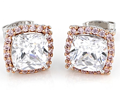 Bella Luce® 5.77ctw White And Pink Diamond Simulants Rhodium Over Bronze Stud Earrings (3.44ctw DEW)