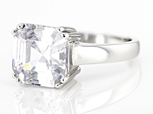 Bella Luce® 6.98ctw White Diamond Simulant Rhodium Over Silver Asscher Cut Ring (4.23ctw DEW) - Size 7