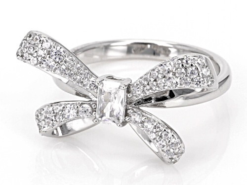 Bella Luce® 1.17ctw White Diamond Simulant Rhodium Over Sterling Silver Bow Ring (0.70ctw DEW) - Size 7