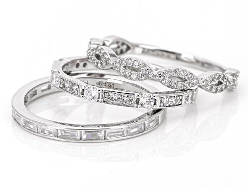 Bella Luce® 2.20ctw White Diamond Simulant Rhodium Over Sterling Silver Ring Set (1.33ctw DEW) - Size 6
