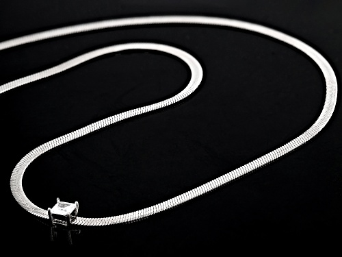 Bella Luce® 0.54ctw Diamond Simulant Rhodium Over Silver Herringbone Link Necklace (0.32ctw DEW) - Size 18