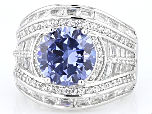 Bella Luce® Esotica™ 10.15ctw Tanzanite And White Diamond Simulants Rhodium Over Silver Ring - Size 6
