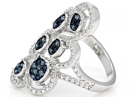 0.20ctw Round Blue Velvet Diamonds™ Rhodium Over Sterling Silver Ring - Size 6