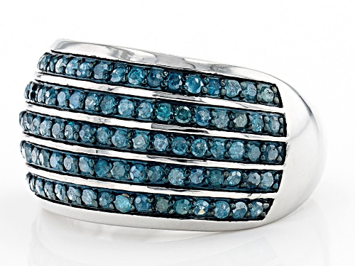 1.15ctw Round Blue Velvet Diamonds™ Rhodium Over Sterling Silver Dome Ring - Size 7