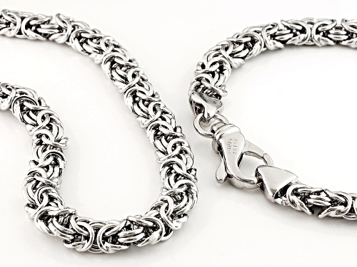 Moda Al Massimo® Rhodium Over Bronze Flat Byzantine Link 20 Inch Chain & 8 Inch Bracelet Set Of 2