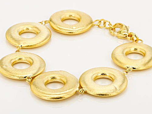 Moda Al Massimo® 18k Yellow Gold Over Bronze Brushed Circles 8 Inch Bracelet - Size 8