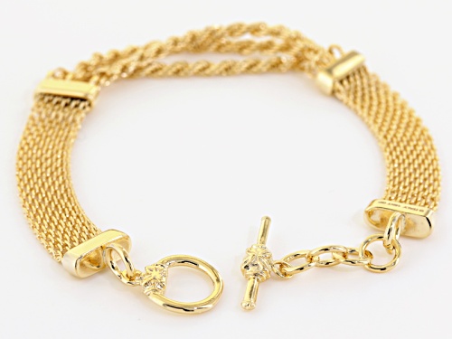 Moda Al Massimo® 18k Yg Over Bronze Bismark Link With Center Rope Link 8 3/4 Inch Bracelet - Size 8.75