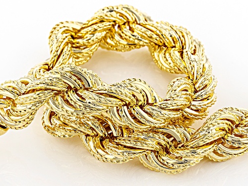 Moda Al Massimo® 18k Yellow Gold Over Bronze Textured Rope Link 9 1/2 Inch Bracelet - Size 9.5