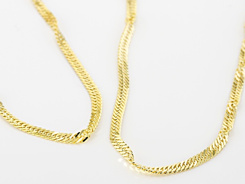 Moda Al Massimo® 18k Yellow Gold Over Bronze 3.5mm Singapore Link Chain Necklace Set Of 2