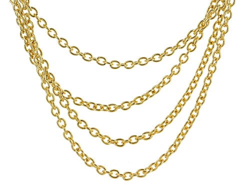 Moda Al Massimo® 18k Yellow Gold Over Bronze Multi-Strand Station Cable Link 30 Inch Necklace - Size 30