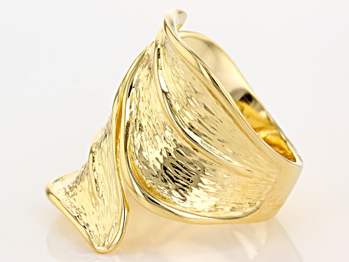 Moda Al Massimo® 18k Yellow Gold Over Bronze Bypass Textured Leaf Ring - Size 5