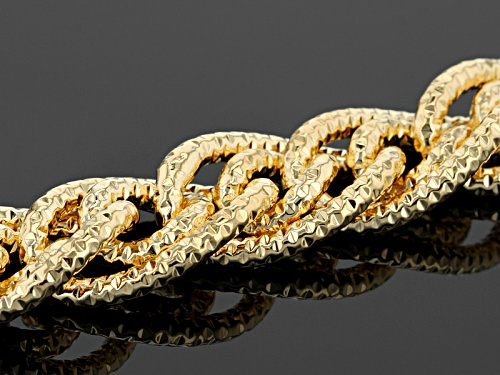 Moda Al Massimo® 18k Yellow Gold Over Bronze Interwoven Diamond Cut Curb 22 Inch Necklace - Size 22