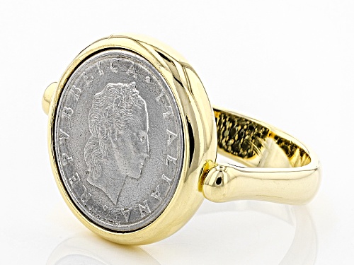 Moda Al Massimo® 1.41ctw Spinel 18k Yellow Gold & Rhodium Over Bronze Lira Coin Flip Ring - Size 10