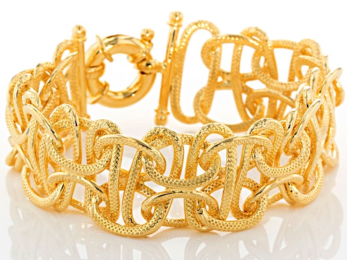 Moda Al Massimo® 18k Yellow Gold Over Bronze Designer Byzantine 7 3/4 Inch Bracelet - Size 7.75