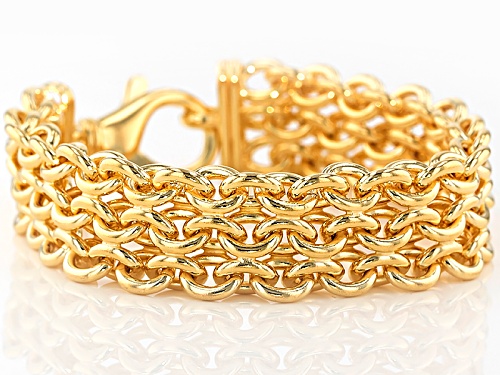 Moda Al Massimo® 18k Yellow Gold Over Bronze 3 Row Cable 8 3/4 Inch Bracelet - Size 8.75