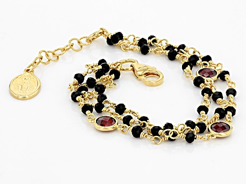 Moda Al Massimo® 18k Yellow Gold Over Bronze Multi-Strand With Saint Medallion 8 Inch Bracelet - Size 8