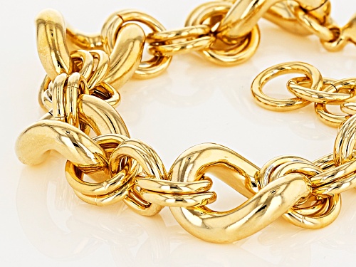 Moda Al Massimo® 18k Yellow Gold Over Bronze Designer Twisted Curb 7 Inch Bracelet - Size 7