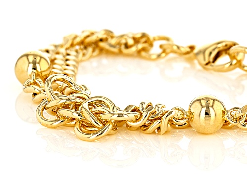 Moda Al Massimo® 18k Yellow Gold Over Bronze Rosetta Station 7 Inch Bracelet - Size 7