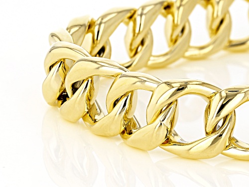 Moda Al Massimo® 18k Yellow Gold Over Bronze Flattened Curb 7.5 Inch Bracelet - Size 7.5