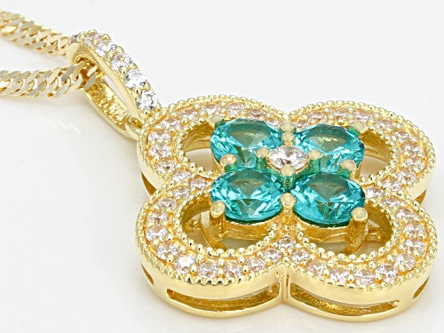 Bella Luce® 1.70ctw Paraiba Tourmaline and White Diamond Simulant Eterno™ Yellow Pendant With Chain