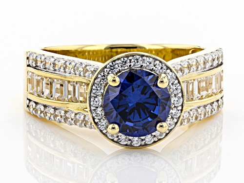 Bella Luce ® 4.19ctw Esotica ™ Tanzanite and White Diamond Simulants Eterno ™ Yellow Ring - Size 10