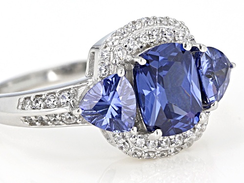 Bella Luce ® 4.65ctw Esotica™ Tanzanite And White Diamond Simulants Rhodium Over Sterling Ring - Size 10
