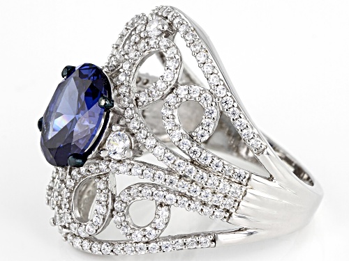 Bella Luce ® Esotica Tanzanite and White Diamond Simulant Rhodium Over Sterling Silver Ring - Size 7