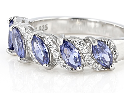 Bella Luce® Esotica™  2.56ctw Tanzanite and White Diamond Simulants Rhodium Over Silver Ring - Size 7