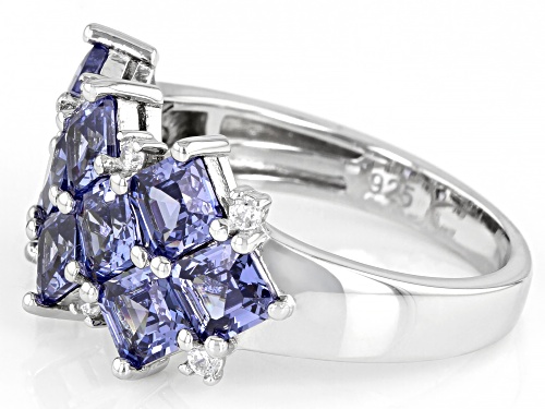 Bella Luce ® Esotica™ 5.95ctw Tanzanite And White Diamond Simulants Rhodium Over Silver Ring - Size 7