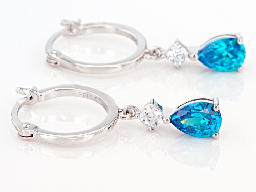 Bella Luce® Esotica™ 2.26ctw Neon Apatite and White Diamond Simulants Rhodium Over Silver Earrings