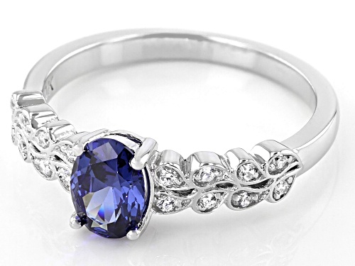 Bella Luce® Esotica™ 1.25ctw Tanzanite And White Diamond Simulants Rhodium Over Sterling Silver Ring - Size 7