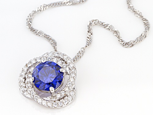 Bella Luce® Esotica™ 3.96ctw Tanzanite & Diamond Simulants Rhodium Over Silver Pendant/Chain