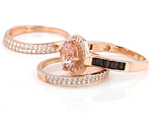 Bella Luce ® Esotica™ Morganite, Mocha, And White Diamond Simulants Eterno™ Rose Ring With Bands - Size 11