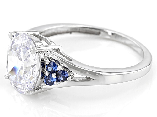 Bella Luce ® Esotica™ 4.48ctw Tanzanite And White Diamond Simulants Rhodium Over Silver Ring - Size 5