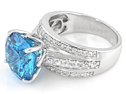 Bella Luce ® Esotica™ 13.15ctw Neon Apatite And White Diamond Simulants Rhodium Over Silver Ring - Size 8