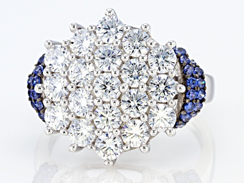 Bella Luce ® Esotica™ 4.90ctw Tanzanite And White Diamond Simulants Rhodium Over Silver Ring - Size 7