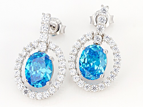 Bella Luce ® Esotica™ 9.61ctw Neon Apatite And White Diamond Simulants Rhodium Over Silver Earrings
