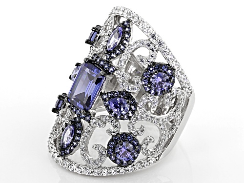 Bella Luce®7.12ctw Lab Created Sapphire, Tanzanite, And Diamond Simulants Rhodium Over Silver Ring - Size 5