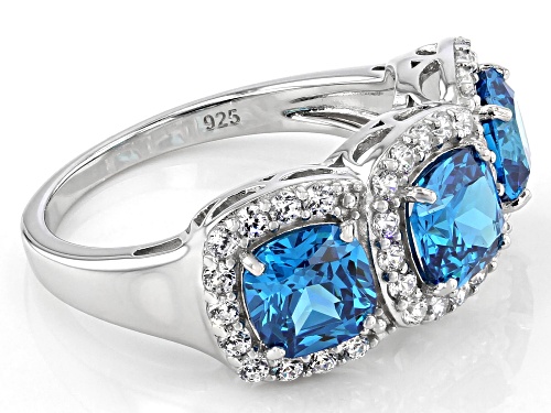 Bella Luce ® Esotica™ 6.13ctw Neon Apatite And White Diamond Simulants Rhodium Over Silver Ring - Size 8