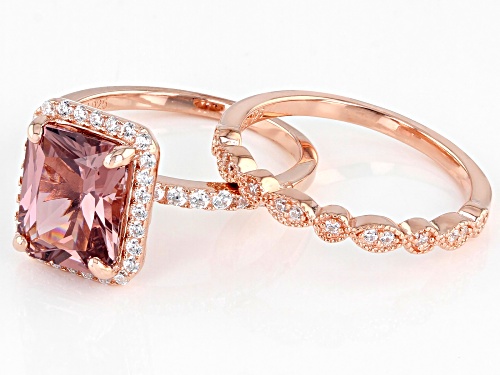 Bella Luce ® Esotica™ 4.24ctw Blush Zircon And White Diamond Simulants Eterno™ Rose Ring With Band - Size 8