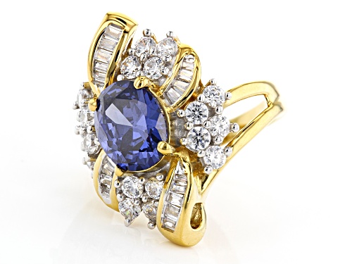 Bella Luce ® Esotica™ 6.73ctw Tanzanite And White Diamond Simulants Eterno™ Yellow Ring - Size 7