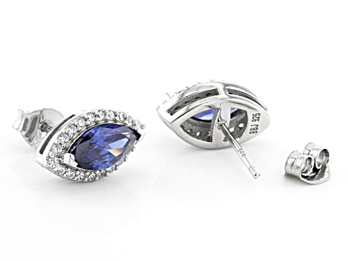 Bella Luce ® Esotica™ 4.02ctw Tanzanite And White Diamond Simulants Rhodium Over Silver Earrings